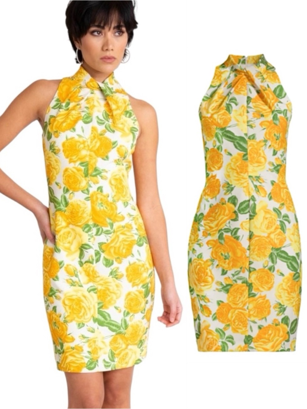 NWT Black Halo Zana Twist Front Floral Sheath Dress Noble Rose